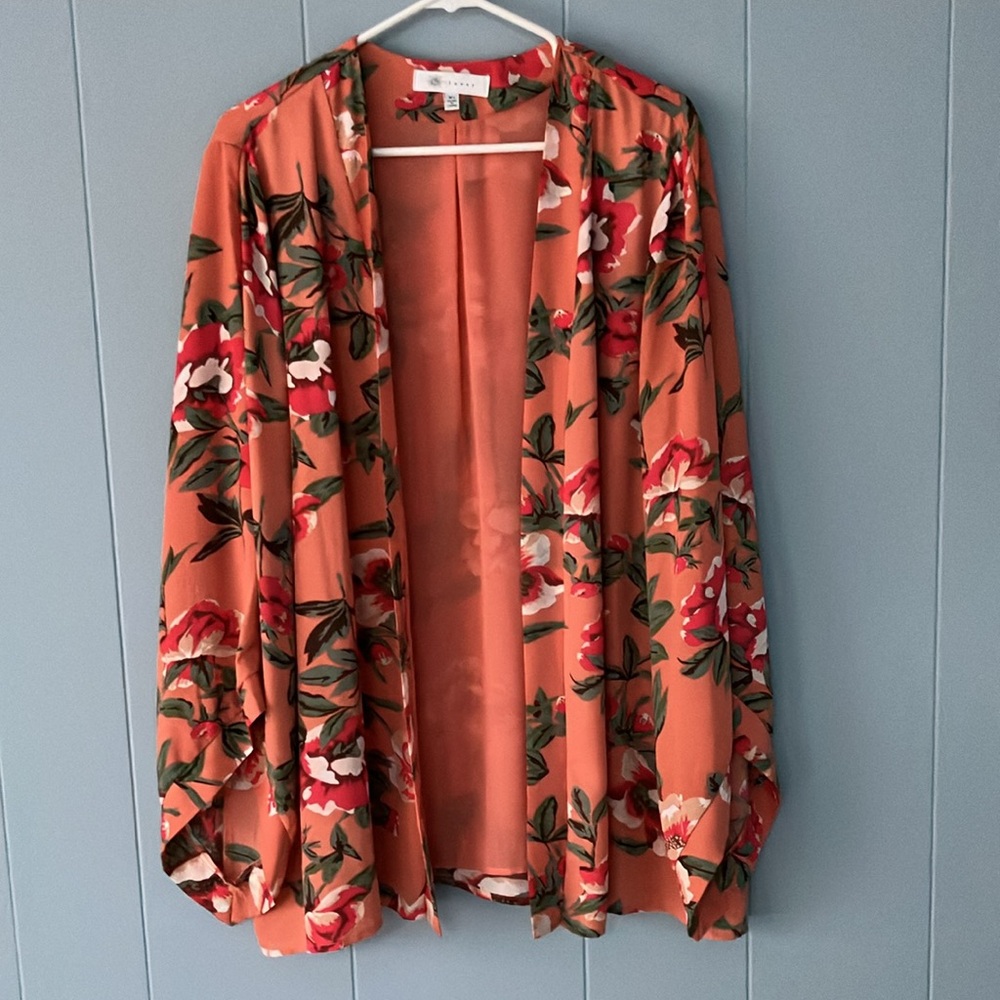 Fever Floral XL Kimono Open Front Cardigan